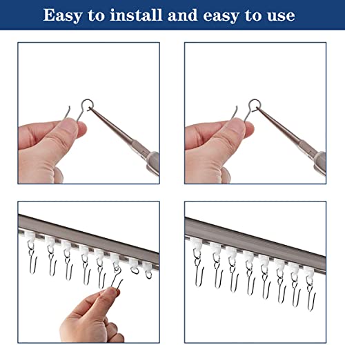 30pcs Stainless Steel Curtain Track Hooks & Gliders for Shower, Window & Room Curtains