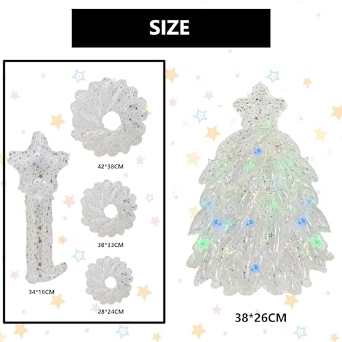 Uosrua 4D Iridescent Christmas Tree Foil Balloon, Self-Standing Xmas Decor