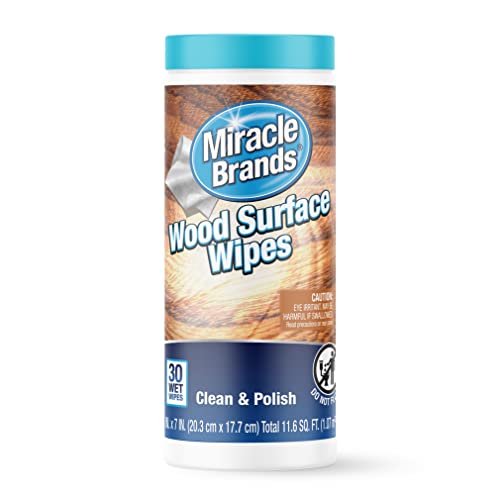 MiracleWipes Wood Surface Cleaner & Polish - 30 Count Cleaning Wipes