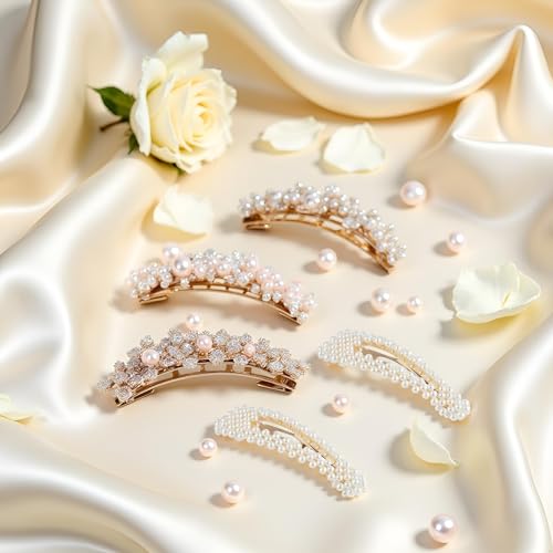 Pearl Hair Clips & Barrettes Snap Hair Styling Pins 2Pcs