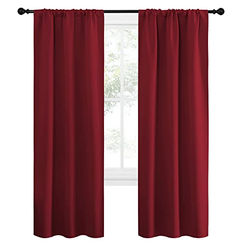 NICETOWN Burgundy Blackout Curtains - 34x72 Inch Rod Pocket Panels (Set of 2)