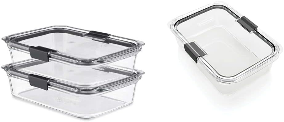 Rubbermaid Brilliance Glass Storage Containers - 8-Cup, 2-Pack | Durable & Clear Design