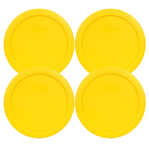 Pyrex 7201-PC 4-Cup Meyer Lemon Yellow Lids (4-Pack) - USA Made