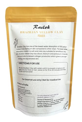 Raslok Brazilian Yellow Clay 3.52 oz for Face Masks and DIY Soap