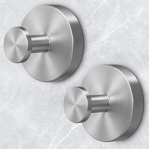 WingWider Heavy Duty Suction Cup Hooks - 304 Stainless Steel - 2 Pack, Silver