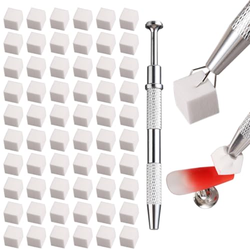 Ombre Nail Art Sponge Set with Grabbing Pen - 100 Mini Sponges