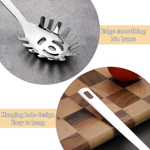 ReaNea Stainless Steel Spaghetti Spoon - Silver, Ergonomic & Dishwasher Safe