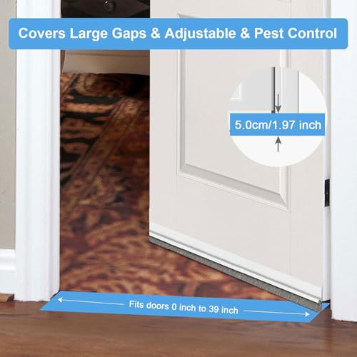 39-Inch White Door Draft Stopper with Brush - Adhesive Seal for Gaps