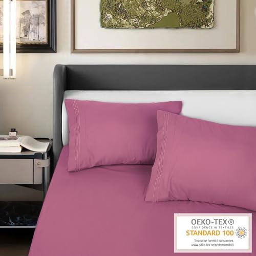 Lirex Standard Pillow Cases, Set of 2 Ultra-Soft Microfiber - Mauve Pink