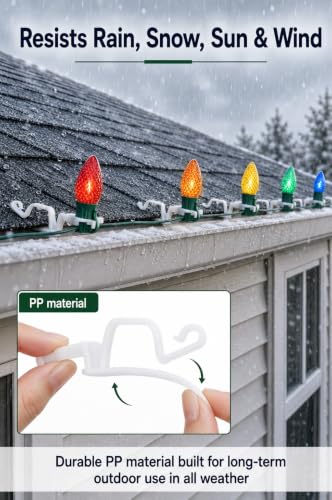 White Christmas Light Clips Pack of 100 for C7 C9 Lights Gutter & Shingle Mounting