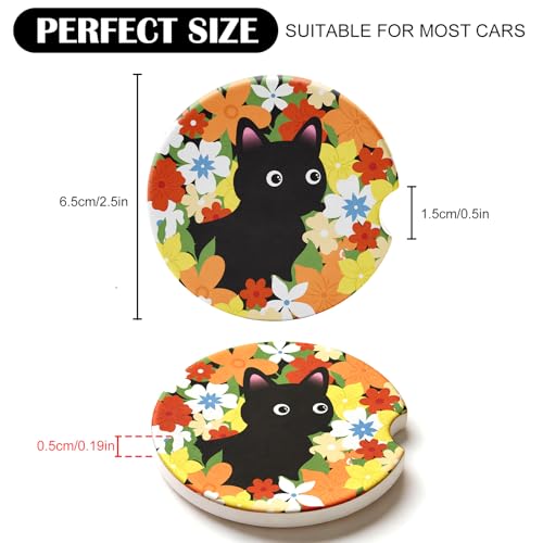 Absorbent Ceramic Car Coasters - 2 Pack with Finger Slot