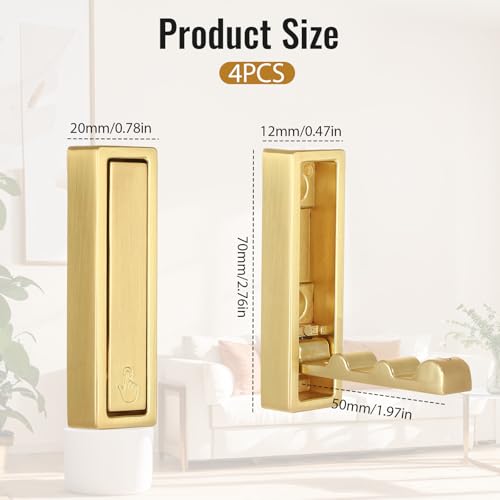 4 Folding Coat Hooks - Gold Zinc Alloy Towel & Purse Hangers