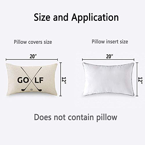 HOSNYE Golf Symbol Throw Pillow Cover - Linen Fabric, 12x20 inch