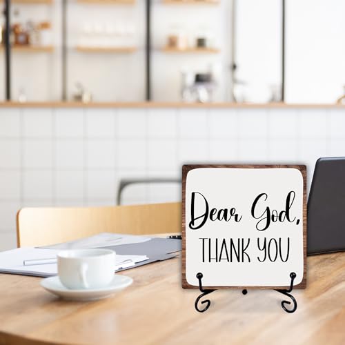 Christian Wooden Sign with Metal Stand - Rustic Faith Decor for Office & Home