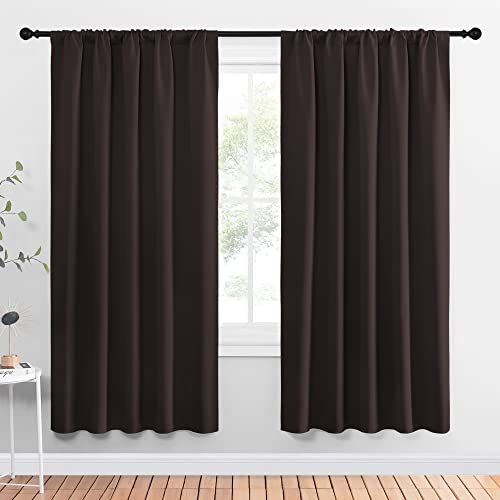 NICETOWN Blackout Curtains 52 x 72 Inch Set - Toffee Brown Thermal Panels