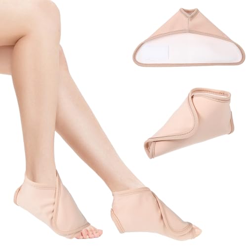 2Pcs Castor Oil Pack Wrap for Ankle Adjustable Reusable Feet Brace Anti Oil Leak Organic Breathable Acrylic Flannel Castor Compress for Women Ankle Support Plantar Fasciitis Pain Relief