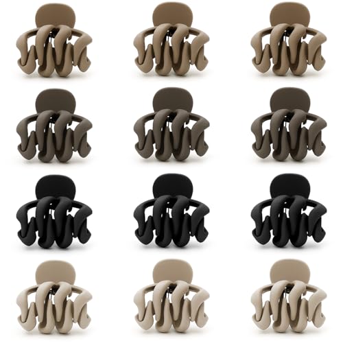 Attkryy Mini Matte Hair Claw Clips 12-Piece Small Jaw Clips Set