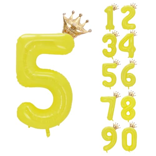 40 Inch Yellow Number 5 Crown Balloon Set for 5th Birthday Party
