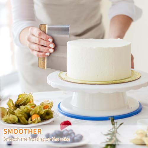 ALLTOP Stainless Steel Dough Cutter with Wooden Handle - Multipurpose Baking Tool