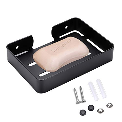 Sumnacon Wall Mounted Soap Dish Holder - Stainless Steel, Space-Saving, Heavy Duty, Black