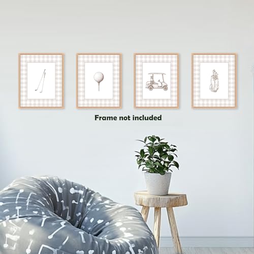 Pleonox Retro Golf Wall Art Prints Set of 4, 8x10 Inch Nursery Decor