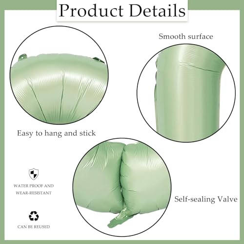Sage Green Number 7 Foil Balloon - 40 Inch Birthday Party Decoration