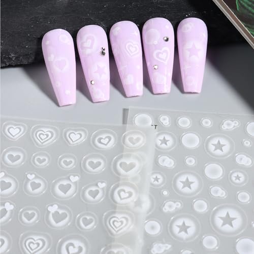Valentine's Day Nail Art Stickers - Self-Adhesive Heart Decals (4 Sheets)