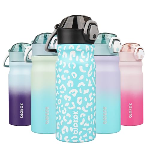 BJPKPK 18 oz Insulated Stainless Steel Water Bottle - Sky Blue Leopard