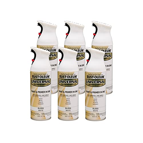 Rust-Oleum Universal All Surface Spray Paint, Gloss Pure White - 12 oz (Pack of 6)