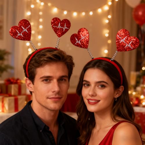 Red Heart Headband for Valentine's Day Bouncy Spring Hair Accessory