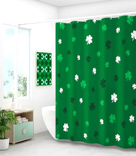 St. Patrick's Day Shamrock Shower Curtain - 72x72 Green Fabric