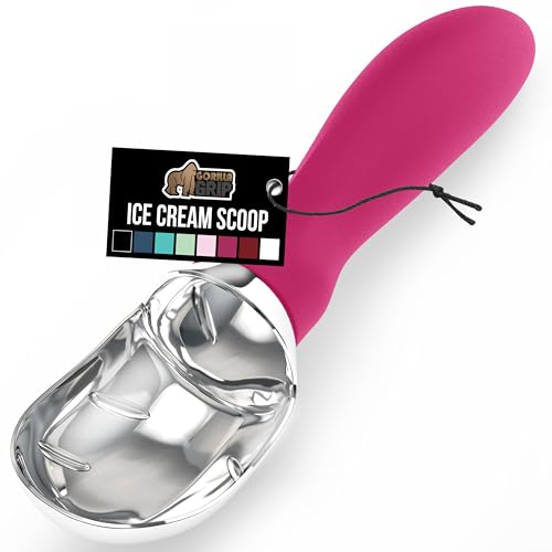 GORILLA GRIP Heavy Duty Ice Cream Scoop - Hot Pink, Professional Quality
