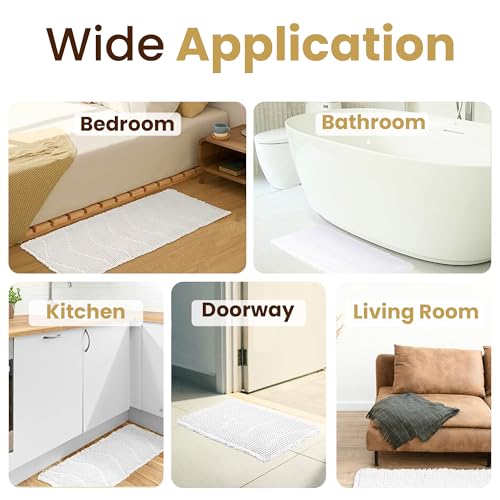 18x30 White Waffle Knit Bath Mat | Ultra-Absorbent & Anti-Slip