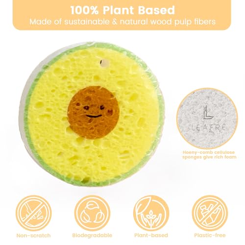 Leafre Cellulose Compressed Sponges - Avocado Sandwich Set, 10 Pack