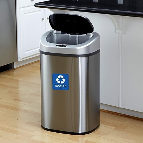 SICOL Plus Recycle & Trash Can Stickers - 4x4 Inch Vinyl Decals (2 Pcs)
