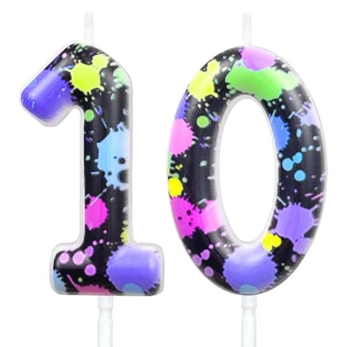 Boyuzcui Multicolor 10 Neon Birthday Candles Fluorescent Cake Topper for 10th Party