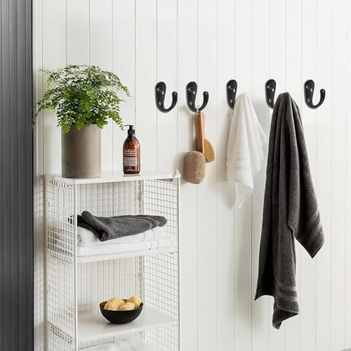 2-Pack Matte Black Wall-Mounted Coat Hooks for Towels & Bags