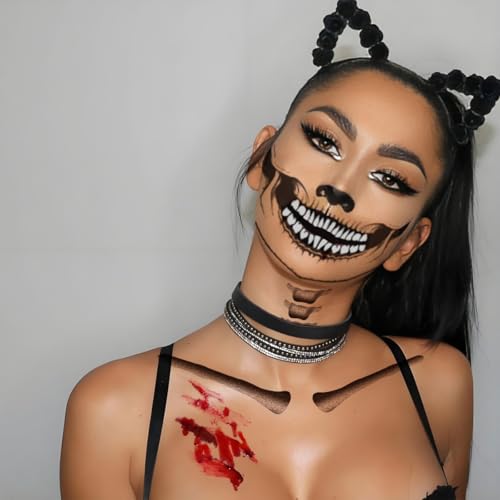 Abxqa Skull Temporary Tattoo Stickers for Halloween & Cosplay