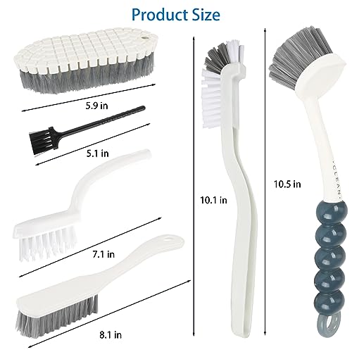 Runloon 6-Piece Multipurpose Household Cleaning Brush Set for Deep Scrubbing