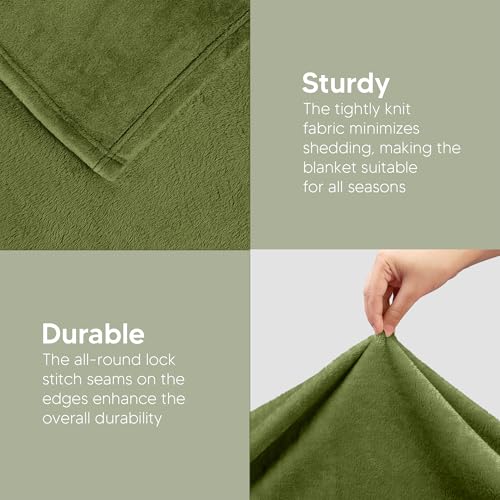 Utopia Bedding Ultra Soft Fleece Blanket Queen Size Olive 90x90