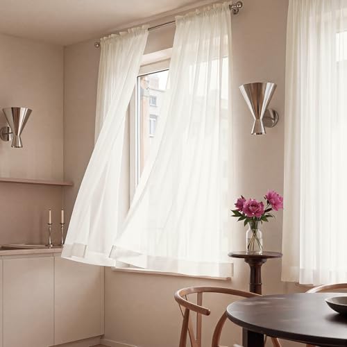 NICETOWN Light Filtering Sheer Curtains, 2 Panels, W42xL63