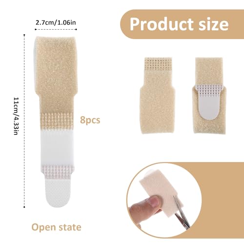 8 PCS Elastic Buddy Tape for Broken Toe, Finger Buddy Tape Finger Straps, Reusable Finger Buddy Straps for Broken Toe Support