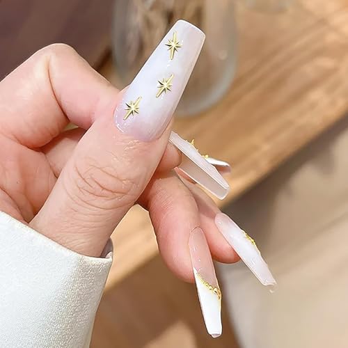 SONGJIE 200 Pcs 3D Gold Star Nail Charms Alloy Art Decorations