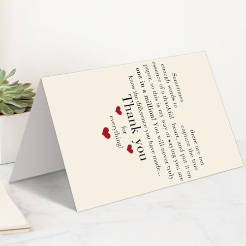 Thank You Card - Appreciation Gift for Teachers, Bosses & Friends