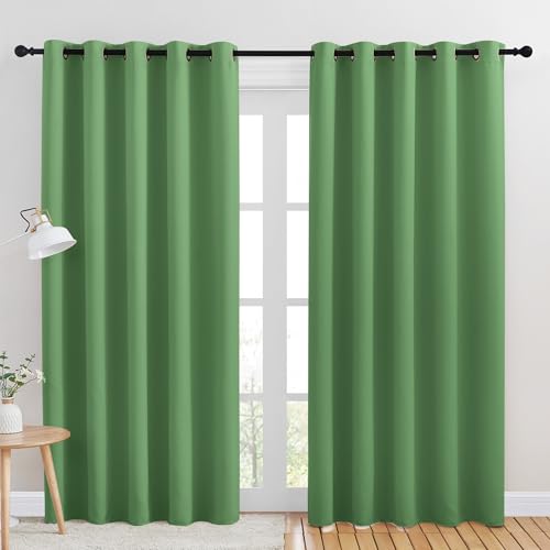 NICETOWN Forest Green Blackout Curtains, 70x84 Inch Grommet Drapes, Set of 2