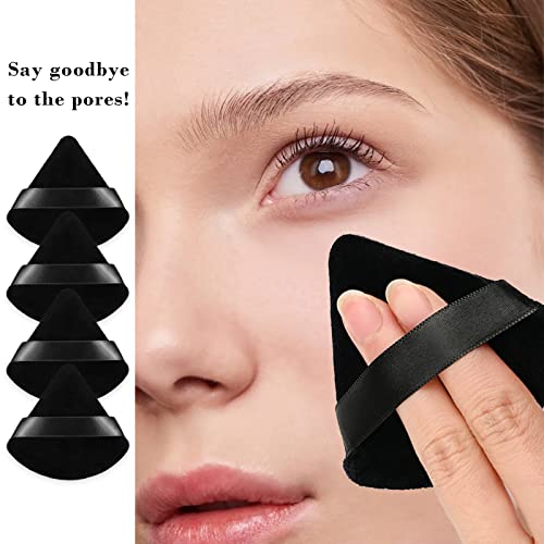 RAREIUS 8-Piece Triangular Velvet Makeup Powder Puffs for Foundation and Contouring