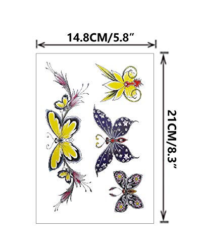 Pinone Floral Butterfly Temporary Tattoo Stickers Waterproof Body Art