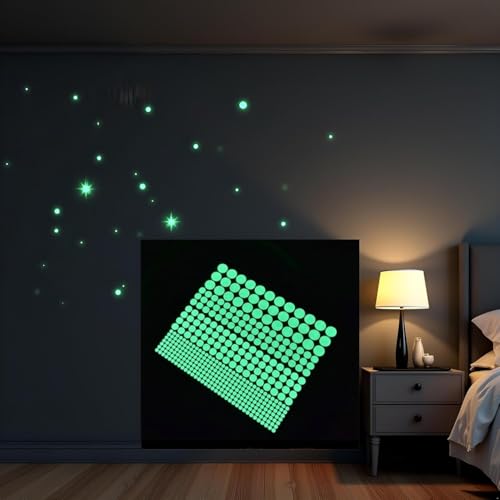 Glow in the Dark Wall Stickers - 407 Pcs Removable Luminous Dots for Kids Bedroom & Ceiling Decor