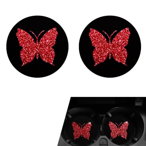 2 PCS Butterfly Car Coasters - Anti-Slip Rubber Beverage Mats
