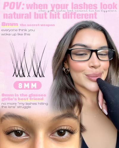 Natural 8mm Lash Clusters Wispy Eyelash Extensions with Clear Band